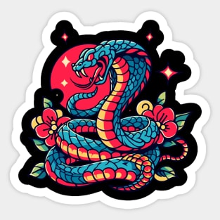 King Cobra Traditional Tattoo Sticker